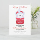 クリスマスの小さなクリスマスの熊の赤ちゃんシャワー 招待状 (スタンド正面)