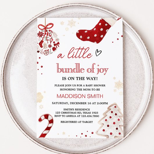 クリスマスの小さな喜びの束 赤ちゃん歓迎会 招待状
