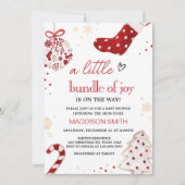 クリスマスの小さな喜びの束 赤ちゃん歓迎会 招待状 (正面)