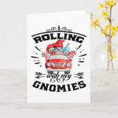 クリスマスの小人たちとドライブ クリスマス小人 カード (黄色い花)