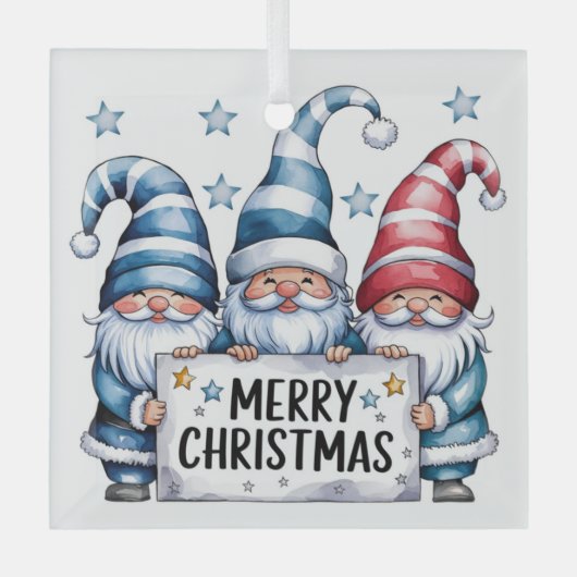 クリスマスの小人たち ガラスオーナメント (正面)