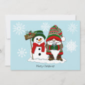 クリスマスの小人と雪だるまがかわいい シーズンカード (正面)