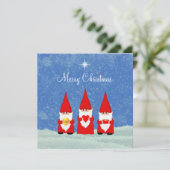 クリスマスの小人3体 カード (スタンド正面)