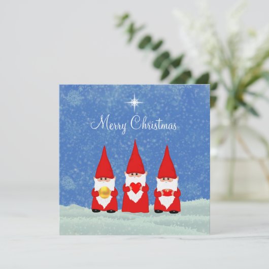 クリスマスの小人3体 カード (スタンド正面)