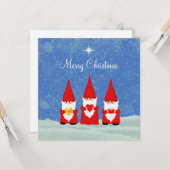 クリスマスの小人3体 カード (正面/裏面インサイチュ)