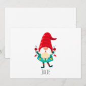 クリスマスの小人（ノーム）がクリスマスライトを抱えている シーズンカード (正面/裏面)