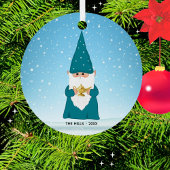 クリスマスの小人 魔法のランプを持ったセラミック オーナメント