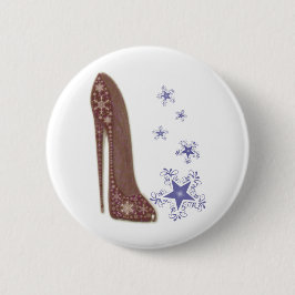 クリスマスの小剣の靴の芸術および星の雪片 缶バッジ