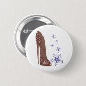 クリスマスの小剣の靴の芸術および星の雪片 缶バッジ (正面&裏面)