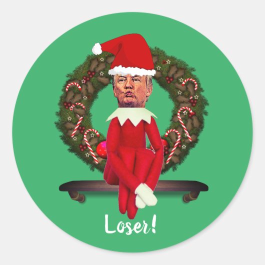 クリスマスの小妖精や小人としてトランプ醜いクラシックラウンドスティック ラウンドシール (正面)