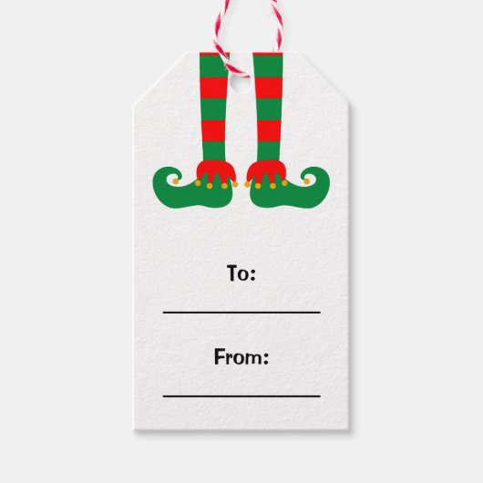 クリスマスの小妖精や小人とギフトのラベルの間の文字列 ギフトタグ (正面)