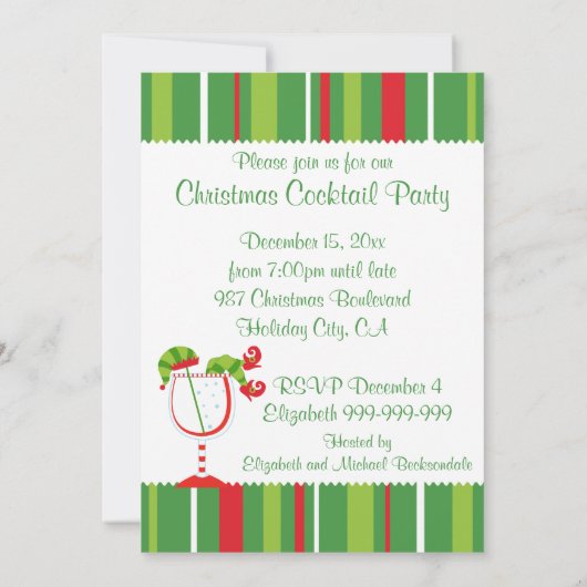 クリスマスの小妖精や小人のカクテルパーティー 招待状 (裏面)
