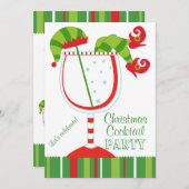 クリスマスの小妖精や小人のカクテルパーティー 招待状 (正面/裏面)