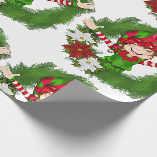 クリスマスの小妖精や小人のクリスマスのギフト用包装紙 ラッピングペーパー (角)