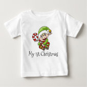 クリスマスの小妖精や小人のベビーの私の初めてのクリスマス ベビーTシャツ (正面)