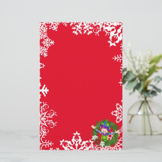 クリスマスの小妖精や小人のリースの休日の文房具 便箋 (スタンド正面)