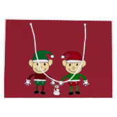 クリスマスの小妖精や小人の休日の大きいギフトバッグ ラージペーパーバッグ (裏面)