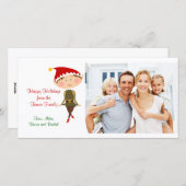 クリスマスの小妖精や小人の家族写真カード シーズンカード (正面/裏面)