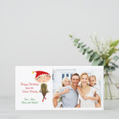 クリスマスの小妖精や小人の家族写真カード シーズンカード (スタンド正面)