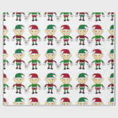 クリスマスの小妖精や小人の白い包装紙 ラッピングペーパー (フラット)