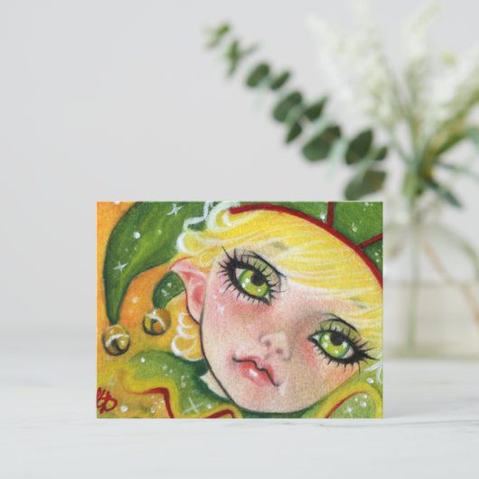 クリスマスの小妖精や小人の郵便はがき シーズンポストカード (スタンド正面)