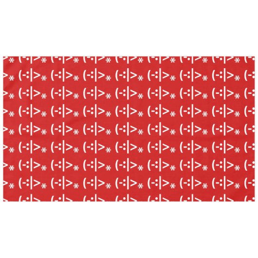 クリスマスの小妖精や小人の顔文字のクリスマスASCIIの文字の芸術 テーブルクロス (正面(横))