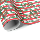 クリスマスの小妖精や小人フールのパーソナライズ ラッピングペーパー (ロールコーナー)