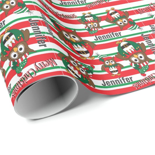 クリスマスの小妖精や小人フールのパーソナライズ ラッピングペーパー (ロールコーナー)