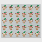 クリスマスの小妖精や小人猿 ラッピングペーパー (フラット)