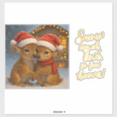 クリスマスの小屋の灯りと鹿のカップル シール (シート)