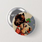 クリスマスの小犬 缶バッジ (正面&裏面)