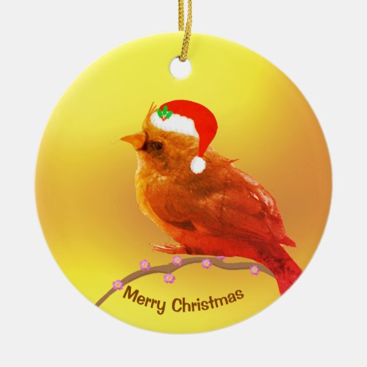 クリスマスの小鳥 セラミックオーナメント (正面)