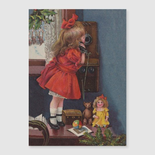 クリスマスの少女の電話 アンティーク (正面)