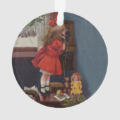 クリスマスの少女の電話 アンティーク オーナメント (裏面)