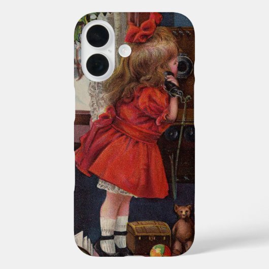 クリスマスの少女の電話 アンティーク Case-Mate iPhoneケース (裏面)