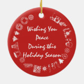 クリスマスの少年と新しい子犬 セラミックオーナメント (裏面)