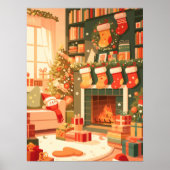 クリスマスの居心地の良いリビングルーム ポスター (正面)