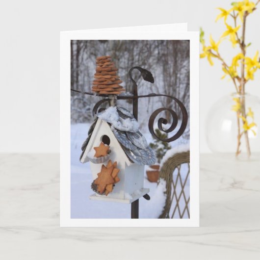 クリスマスの居心地の良い温かい屋内 カード (黄色い花)