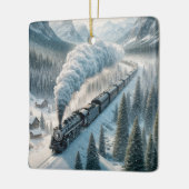 クリスマスの山あいの蒸気機関車 セラミックオーナメント (左)