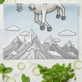 クリスマスの山のヤギの飛行 キッチンタオル (折り畳み)