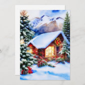 クリスマスの山小屋の予算 シーズンカード (正面/裏面)