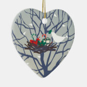 クリスマスの巣の鳥 セラミックオーナメント (右)