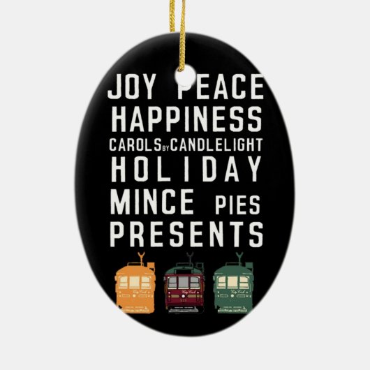 クリスマスの市街電車のオーナメント セラミックオーナメント (裏面)