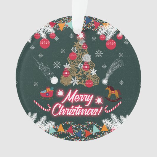 クリスマスの常緑の喜び オーナメント (正面)