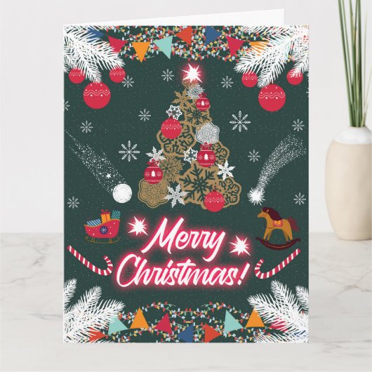 クリスマスの常緑の喜び カード (正面)