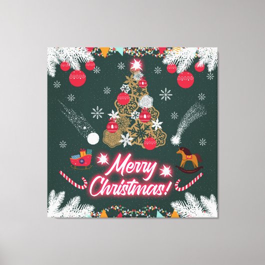 クリスマスの常緑の喜び キャンバスプリント (正面)