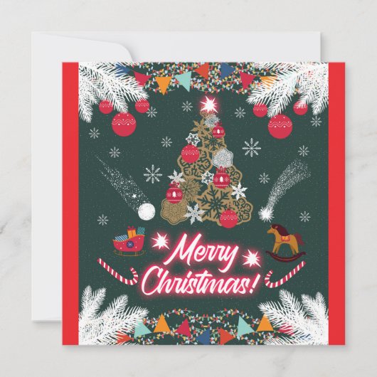 クリスマスの常緑の喜び シーズンカード (正面)