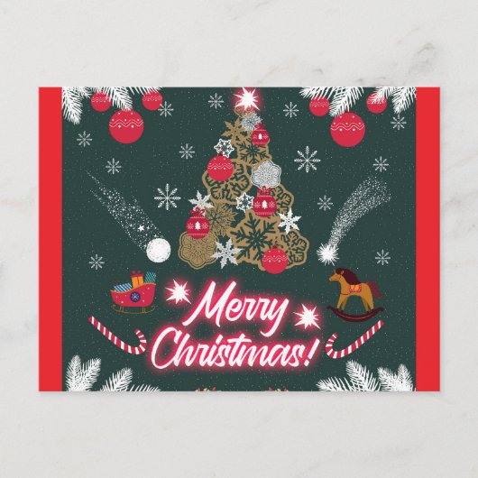 クリスマスの常緑の喜び シーズンポストカード (正面)