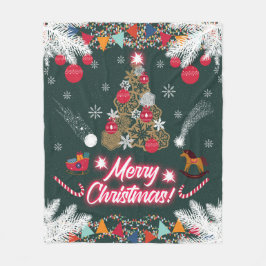 クリスマスの常緑の喜び フリースブランケット