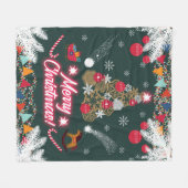 クリスマスの常緑の喜び フリースブランケット (正面(横))